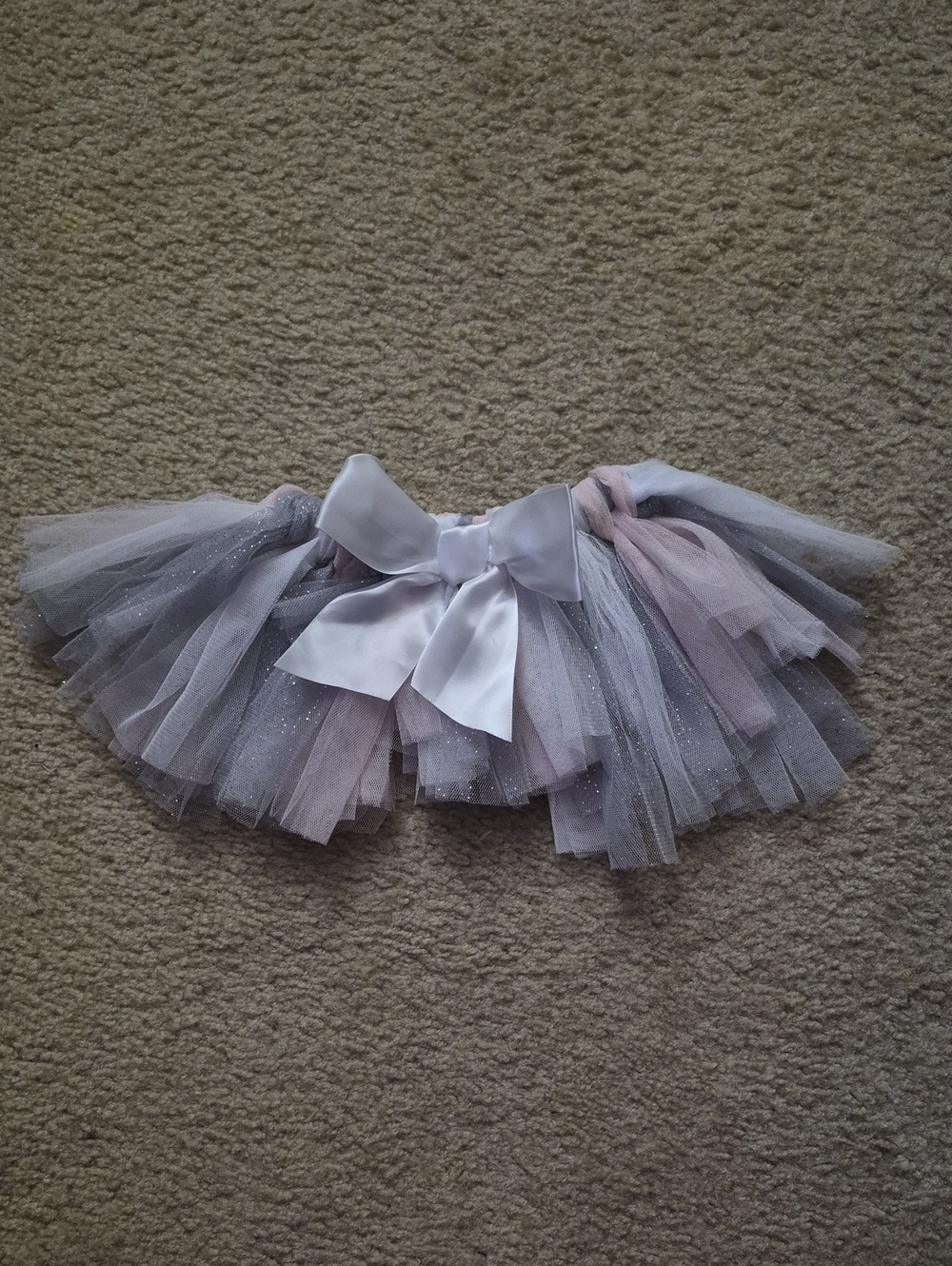 Baby Essentials Glitter Tulle Tutu Skirt with Satin Bow - Pink Gray